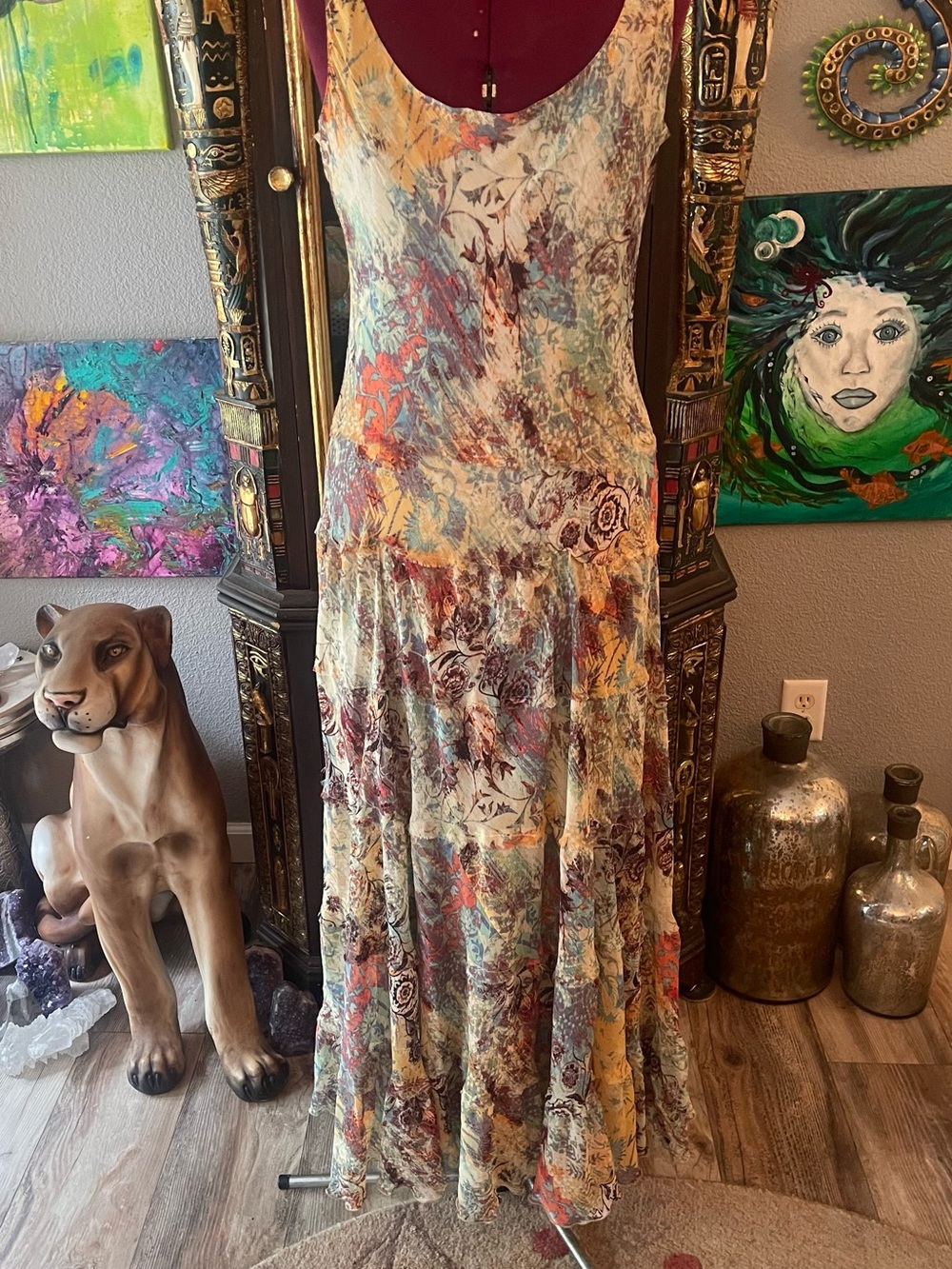 Nine West Multicolor Floral Tiered Maxi Dress
